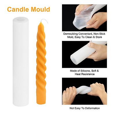 3Pack Taper Candle Making Mould, 3D Spiral Taper Candle Mould Long Twisted Silicone Candle Mould