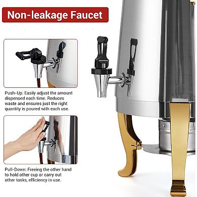 3.5 Gal Coffee Urn, 13 L Stainless Steel Beverage Dispenser