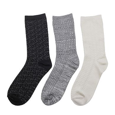 Women's Cuddl Duds® Plushfill 3-Pack Tuck Stitch Crew Socks