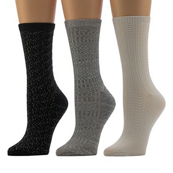 Women's Cuddl Duds® Plushfill 3-Pack Tuck Stitch Crew Socks