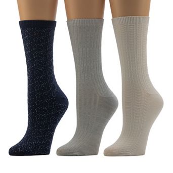Women's Cuddl Duds® Plushfill 3-Pack Tuck Stitch Crew Socks