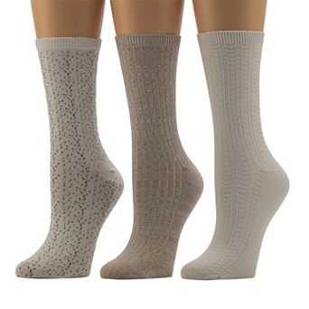 Women's Cuddl Duds® Plushfill 3-Pack Tuck Stitch Crew Socks