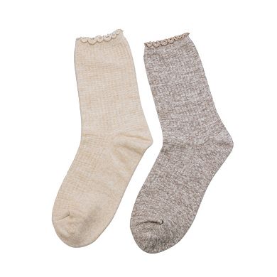Women's Cuddl Duds Plushfill 2-pk. Textured Welt Thermal Stitch Crew Socks