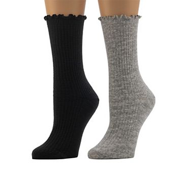 Women's Cuddl Duds® Plushfill 2 pk Textured Welt Thermal Stitch Crew Socks
