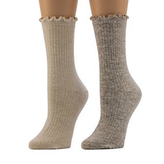 Women's Cuddl Duds® Plushfill 2 pk Textured Welt Thermal Stitch Crew Socks