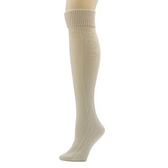 Women's Cuddl Duds® Plushfill* Twist Diamond Neutral Over the Knee Sock