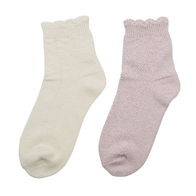 Women's Cuddl Duds Plushfill 2-pk. Scallop Welt Chevron Diamond Anklet Socks