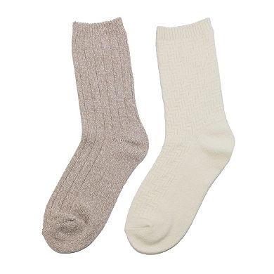 Women's Cuddl Duds® Plushfill 2-Pack Static Texture Twist Rib Crew Socks