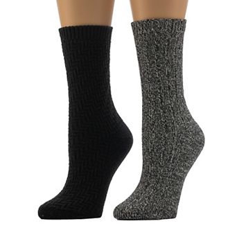 Women's Cuddl Duds® Plushfill 2-Pack Static Texture Twist Rib Crew Socks