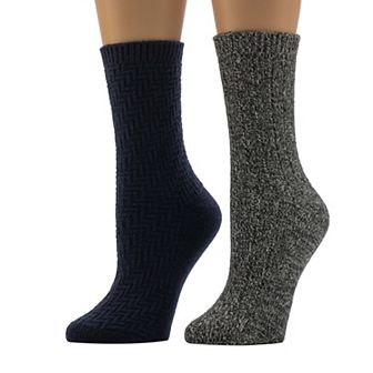 Women's Cuddl Duds® Plushfill 2-Pack Static Texture Twist Rib Crew Socks
