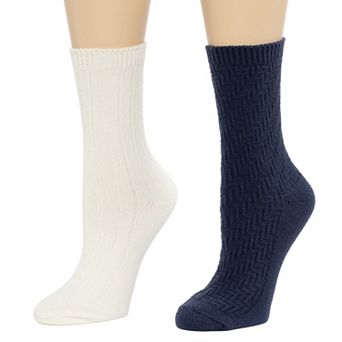Women's Cuddl Duds® Plushfill 2-Pack Static Texture Twist Rib Crew Socks