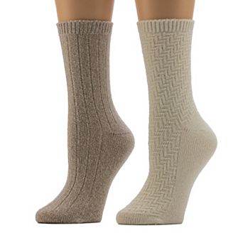 Women's Cuddl Duds® Plushfill 2-Pack Static Texture Twist Rib Crew Socks