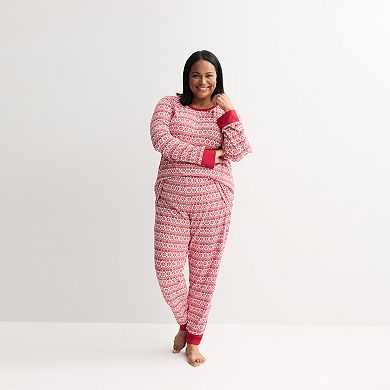 Plus Size Jammies For Your Families® Joy Fairisle Pajama Top & Pajama Bottoms Set