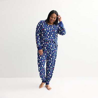 Plus Size Jammies For Your Families® Holiday Jumble Pajama Top & Pajama Bottoms Set