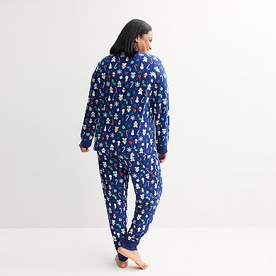 Plus Size Jammies For Your Families® Holiday Jumble Pajama Top & Pajama Bottoms Set