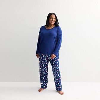 Plus Size Jammies For Your Families® Holiday Jumble Pajama Top & Pajama Bottoms Set