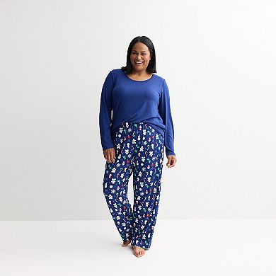 Plus Size Jammies For Your Families® Holiday Jumble Pajama Top & Pajama Bottoms Set