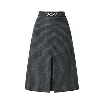 Women's Office Skirt Knee Lenght High Waist Plaid Tartan Skirt