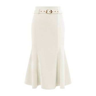 Women's Elegant Fishtail Skirt High Waist Belted Work Midi Mermaid Skirts