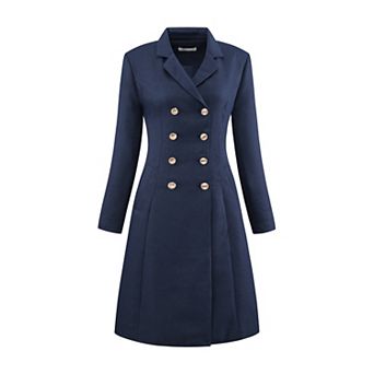 Women's Tweed Blazer Dress Collared Double Breasted A-Line Formal Work Dresses