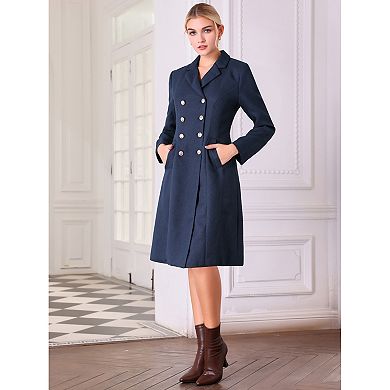Women's Tweed Blazer Dress Collared Double Breasted A-Line Formal Work Dresses