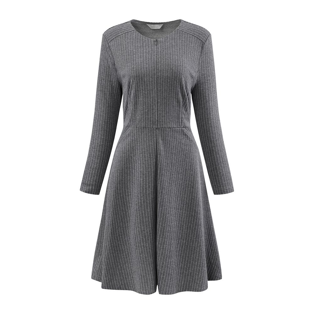 Black Zippered Solid Cotton Mid Dresses Slash Neck Spring main image 1