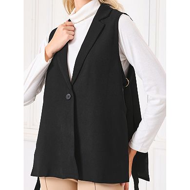 Women's Sleeveless Blazer One Button Adjustable Waist Work Office Suit Vest Jacket
