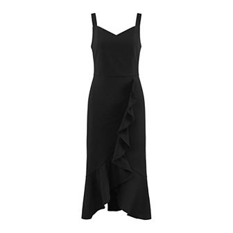 Women's Ruffled Dress Elegant Sweetheart Neck Sleeveless Midi Fishtail Dresses