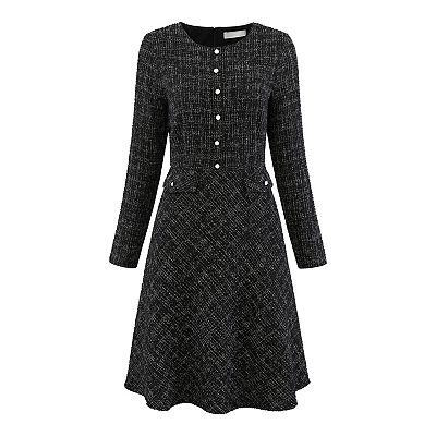slim fit dress slacks Ivory Dress - Long Sleeve Fit & Flare Dress main image 1