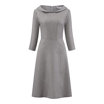 Women's Peter Pan Collar Dress 3/4 Sleeve A Line Elegant Wear to Work Dresses
