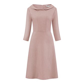 Women's Peter Pan Collar Dress 3/4 Sleeve A Line Elegant Wear to Work Dresses