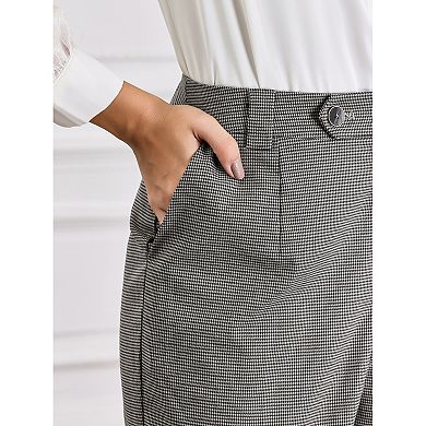 Women's Houndstooth Pant Vintage Work Plaid Long Trousers