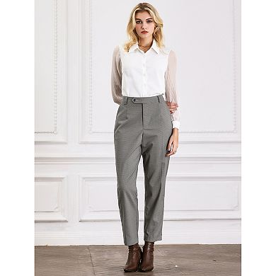 Women's Houndstooth Pant Vintage Work Plaid Long Trousers