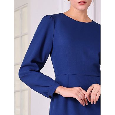 Women's Wear to Work Dress Round Neck Bracelet Sleeve Ruffle Front Pencil Dresses