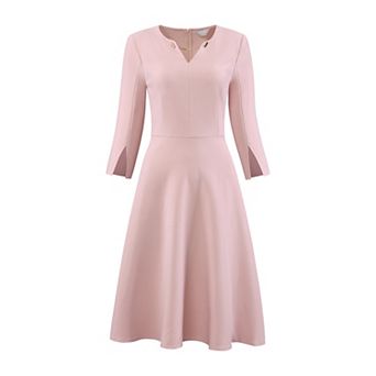 Women's Flare Dress V Neck 3/4 Sleeve Elegant A Line Work Dresses