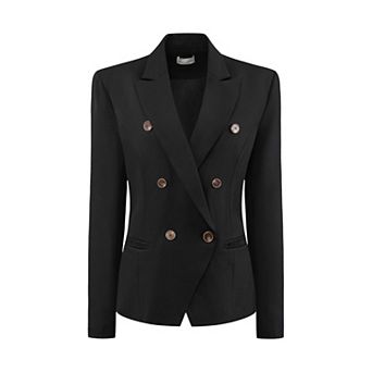 Women's Double Breasted Blazer Long Sleeve Casual Work Suit Blazers Jacket