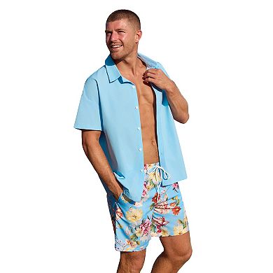 Men's Cupshe Cupshe Blue Button Up Shirt