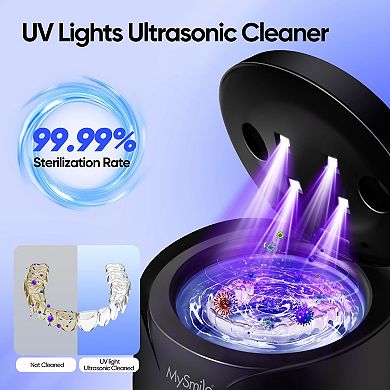 MySmile Ultrasonic Retainer Cleaner, 45kHz, Digital Timer, 200ML for Dentures, Aligners, Braces