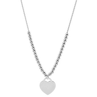 Primavera Sterling Silver Heart Pendant Ball Stud Necklace