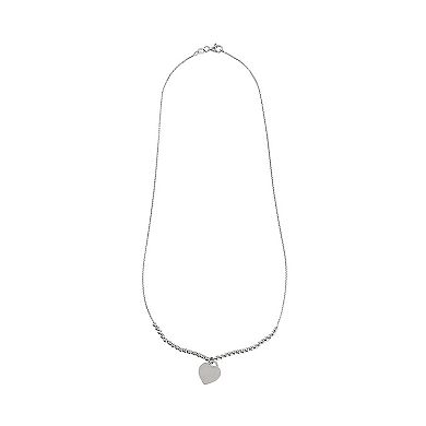 Primavera Sterling Silver Heart Pendant Ball Stud Necklace