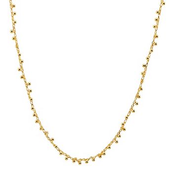 Primavera Gold Over Silver Ball Stud Necklace
