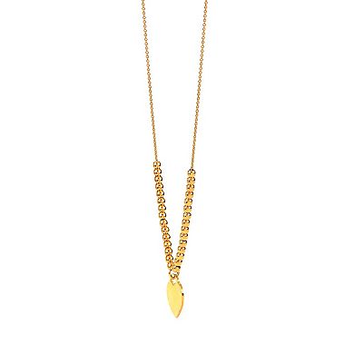 Primavera Gold Over Silver Heart Pendant Ball Stud Necklace