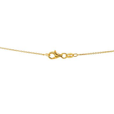 Primavera Gold Over Silver Heart Pendant Ball Stud Necklace