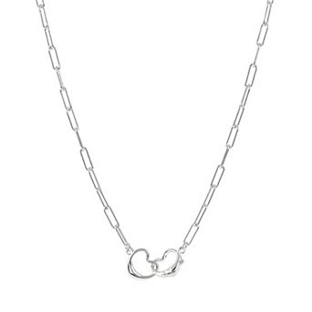 Primavera Sterling Silver Locking Heart Chain Necklace