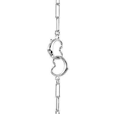 Primavera Sterling Silver Locking Heart Chain Necklace