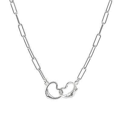 Primavera Sterling Silver Locking Heart Chain Necklace