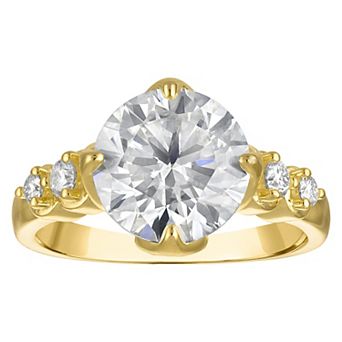 White Lotus 14k Gold Over Silver 4 1/5 Carat T.W. Lab-Created Moissanite Engagement Ring