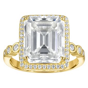 White Lotus 14k Gold Over Sterling Silver Lab-Created Moissanite Emerald Cut Ring