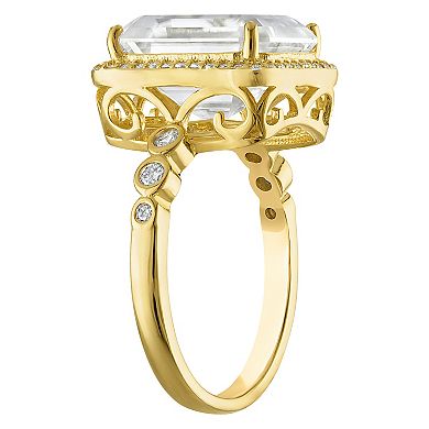 White Lotus 14k Gold Over Sterling Silver Lab-Created Moissanite Emerald Cut Ring