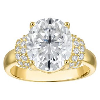 White Lotus 14k Gold Over Sterling Silver Lab-Created Moissanite Oval Ring
